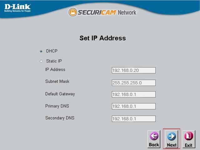 DCS-2210 - Set IP Address